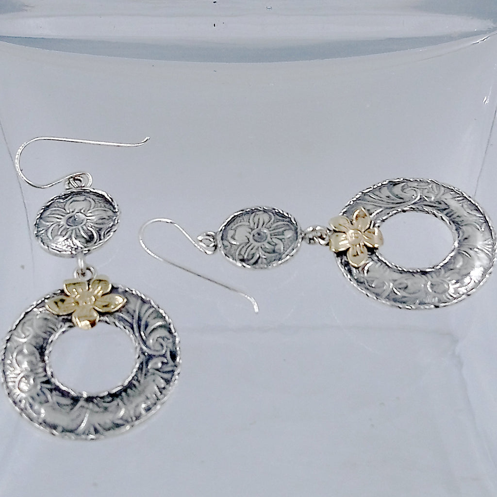 925 Sterling Silver Earrings +14  k  | Серьги из серебра 925 пробы с  золотом 585 пробы
